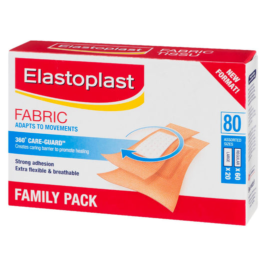 Fabric Bandage Family Pack, 80 Assorted Strips