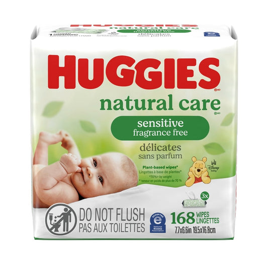 Natural Care Sensitive Baby Wipes, 168 Count (3 Packs)