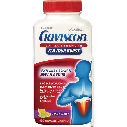Gaviscon Extra Strength Fruit Chewable Tablets 120 Count