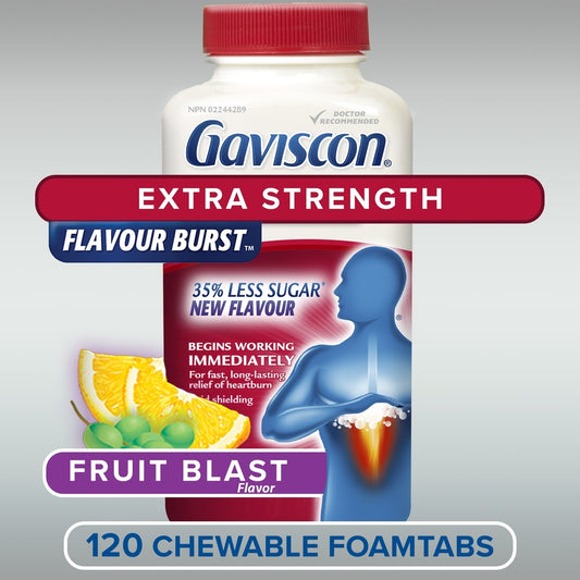 Gaviscon Extra Strength Fruit Chewable Tablets 120 Count