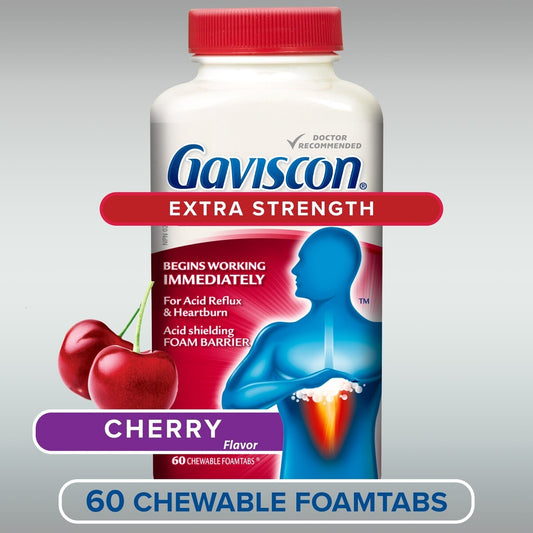 Gaviscon Extra Strength Cherry Chewable Tablets, 60 Count