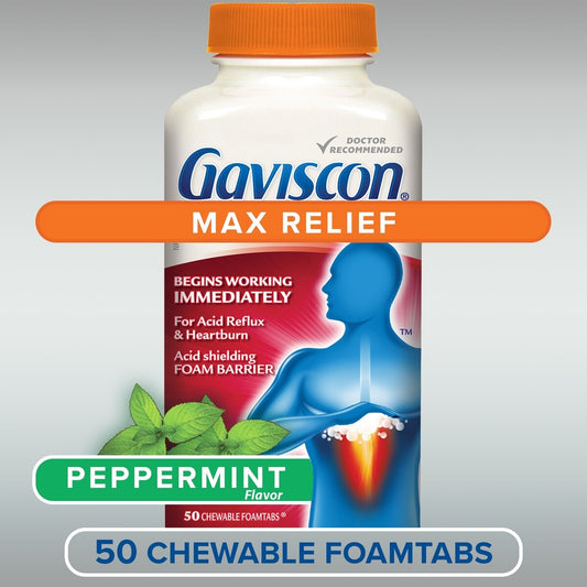 Gaviscon Max Peppermint Chewable Tablets - 50 Count