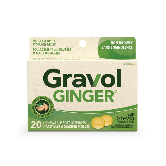 Ginger Chewable Lozenges for Nausea Relief, 20 Tablets