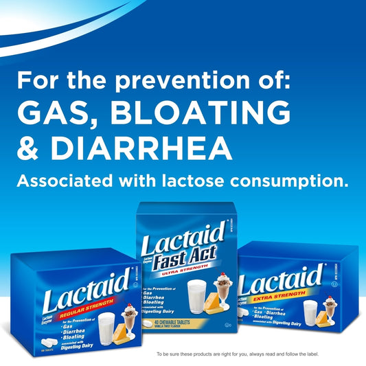 Extra Strength Lactase Tablets for Lactose Intolerance, 40 Tablets