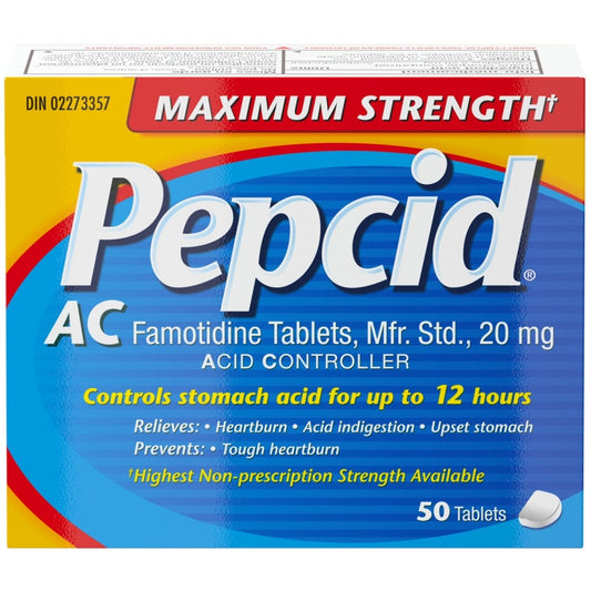 Pepcid AC Maximum Strength Heartburn Relief Tablets, 50 Tablets