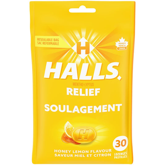 Menthol Honey Lemon Cough Drops, 30 Count
