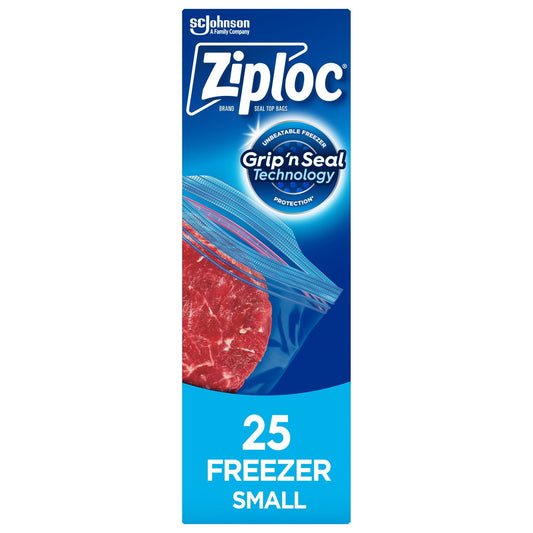 Ziploc Small Freezer Bags, 25 Pack