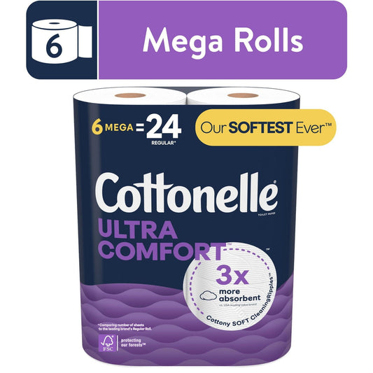 Ultra Comfort Mega Toilet Paper, 244 Sheets, 6-Pack