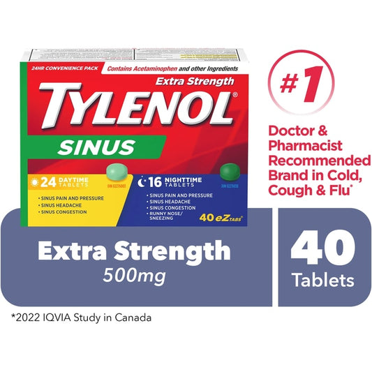 Tylenol Sinus Extra Strength Day & Night Relief Caplets, 40-Pack
