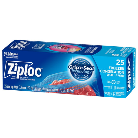 Ziploc Small Freezer Bags, 25 Pack