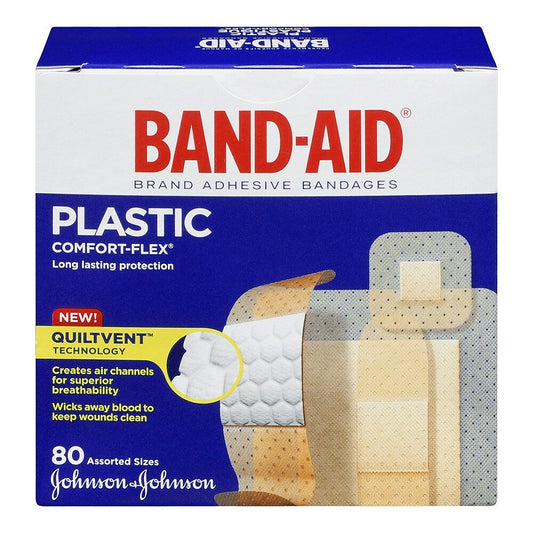 Plastic Assorted Bandages, 80-Pack