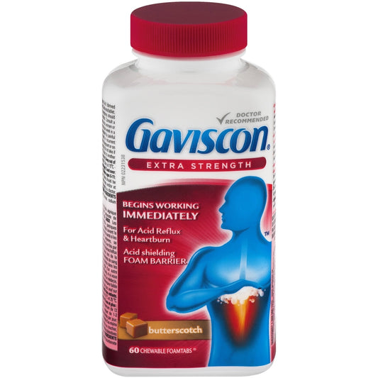 Gaviscon Extra Strength Butterscotch Chewable Tablets 60ct