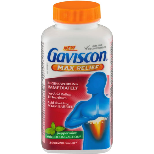 Gaviscon Max Peppermint Chewable Tablets - 50 Count