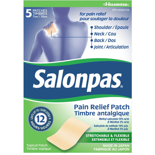 Salonpas 12-Hour Pain Relief Patches, 5-Pack