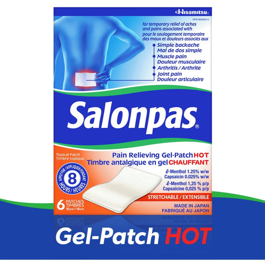 Salonpas Hot Pain Relief Gel Patches, 6 Pack