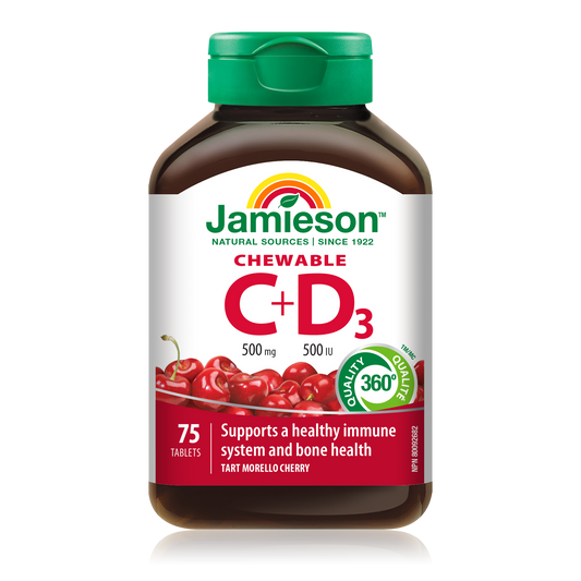 Chewable Vitamin C + D3 Tablets Morello Cherry 75ct
