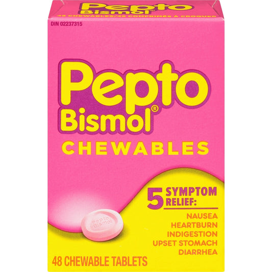 Pepto Bismol Chewable Digestive Relief Tablets, 48 Pack