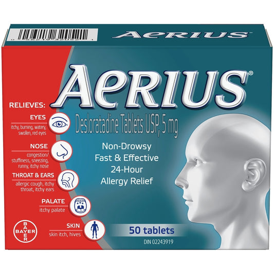 Aerius 5mg Non-Drowsy Allergy Tablets 50 Pack