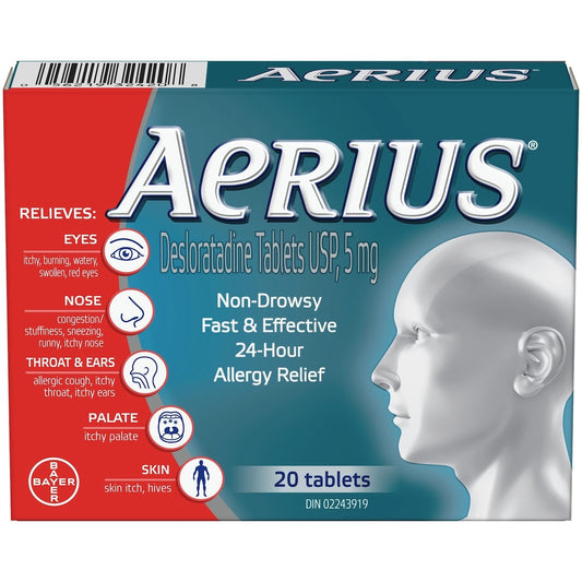 Aerius 5mg Non-Drowsy Allergy Tablets, 20 Count