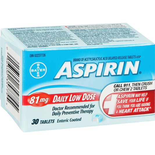 Aspirin 81mg Enteric Coated Tablets, 30 Count