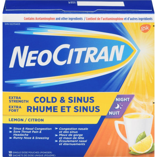 Extra Strength Sinus Relief Lemon Hot Drink, 10 Pack