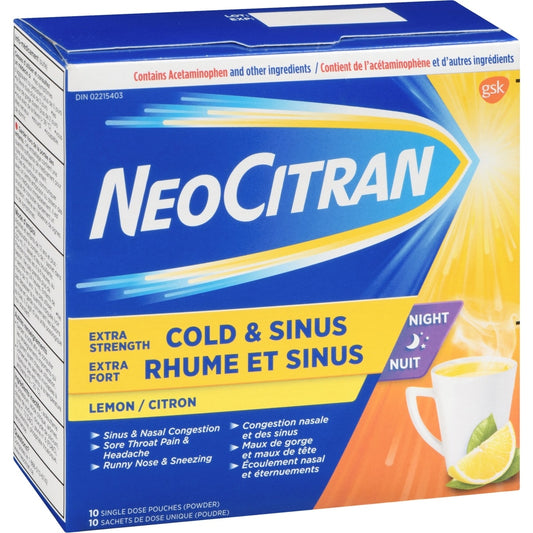 Extra Strength Sinus Relief Lemon Hot Drink, 10 Pack