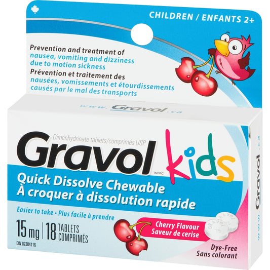 Kids Motion Sickness Quick Dissolve Tablets, 18 Pack