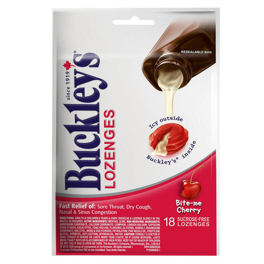 Sugar-Free Cherry Lozenges for Cough & Sore Throat, 18 Pack