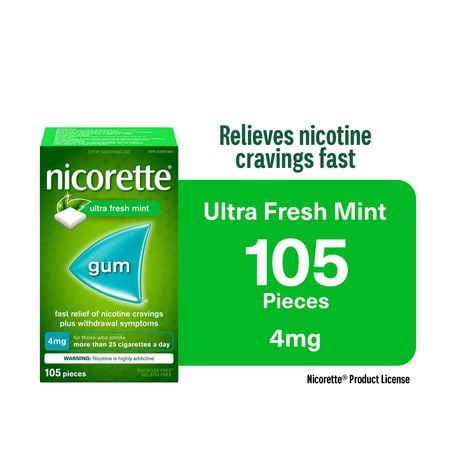 Nicorette Ultra Fresh Mint 4mg Nicotine Gum 105 Pieces
