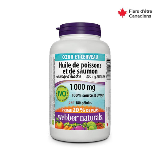 Omega-3 Wild Salmon & Fish Oil 1000mg, 180 Softgels