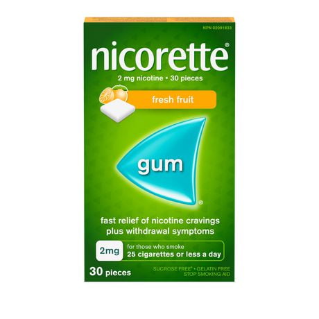 Nicorette Fresh Fruit Nicotine Gum 2mg 30 Pieces