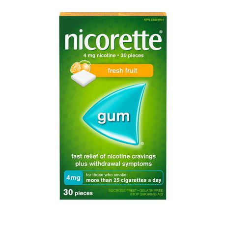 Nicorette Fresh Fruit Nicotine Gum 4mg, 30 Pieces