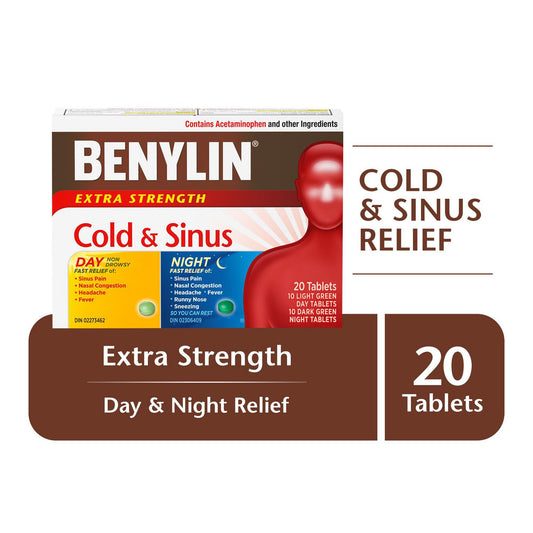 Extra Strength Cold & Sinus Day/Night Tablets, 20 Count