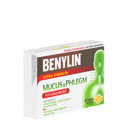 Extra Strength Cold & Mucus Relief Caplets, 24-Pack