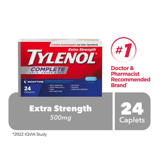 Tylenol Complete Nighttime Cold & Flu Caplets, 24 Count