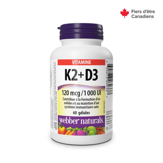 Vitamin K2 + D3 120mcg/1000IU Softgels, 60 Count