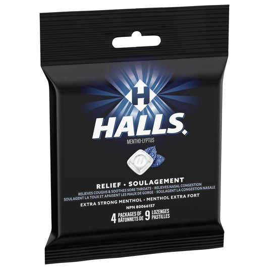 Halls Extra Strength Menthol Cough Drops, 4 Pack