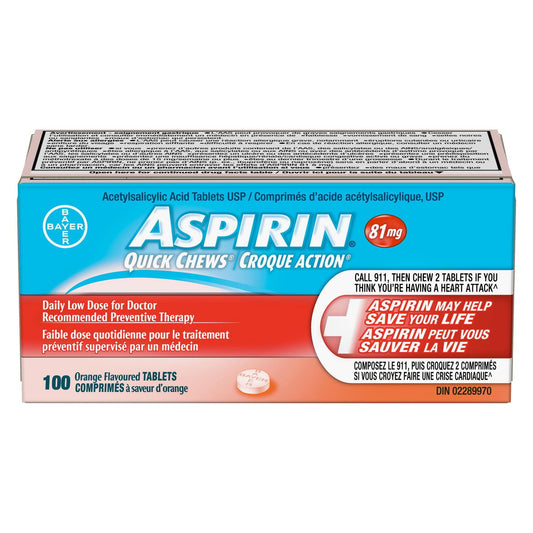 Aspirin 81mg Chewable Tablets Orange 100 Count