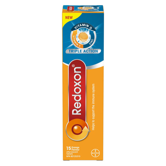Triple Action Immune Support Vitamin C Effervescent Tablets, Orange, 15 Count