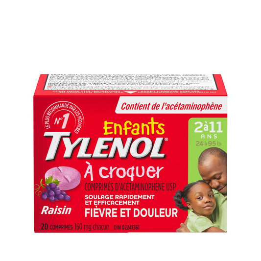 Children's Tylenol Chewable Tablets Grape 20 Count