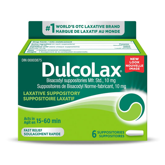 Dulcolax Bisacodyl 10mg Suppositories, 6 Pack