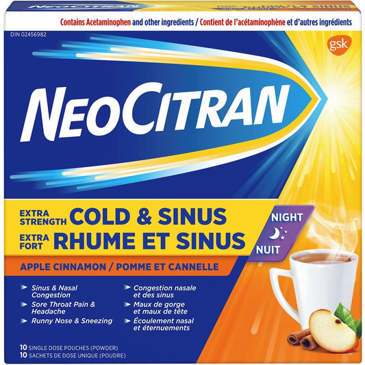 Extra Strength Cold & Sinus Night Apple Cinnamon 10-Pack