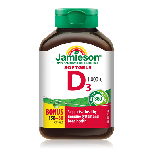 Vitamin D3 1000 IU Softgels, 180 Count