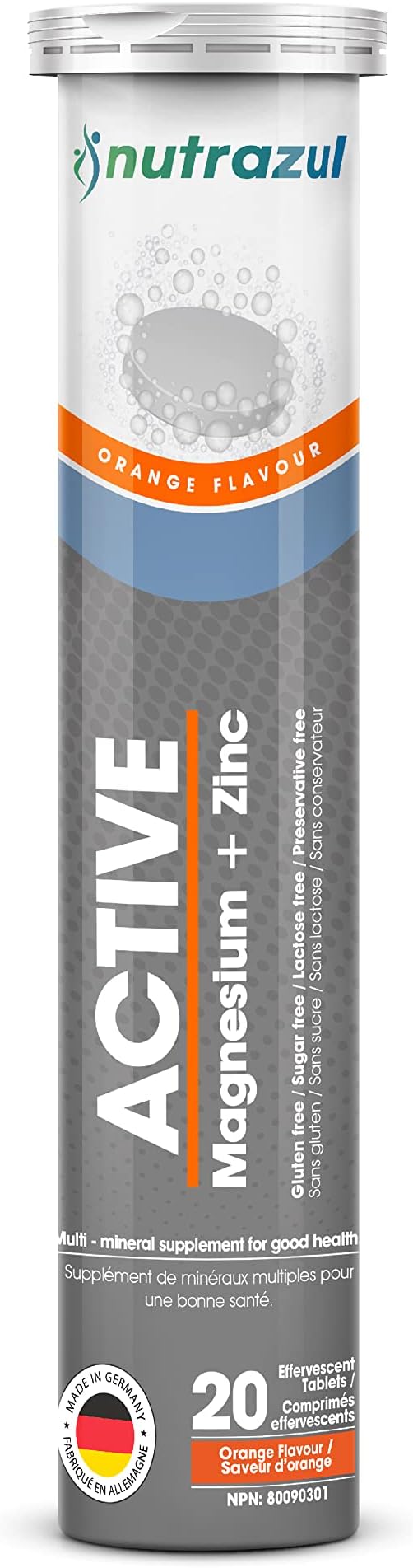 Effervescent Magnesium & Zinc Tablets, Orange, 20 Count