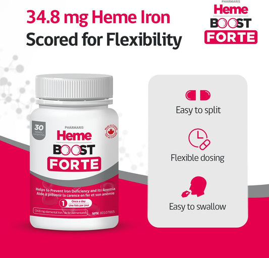 HemeBoost Forte 696mg Heme Iron Capsules, 30 Count