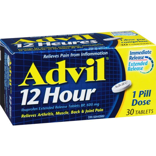 Advil 12 Hour Ibuprofen Tablets, 600mg, 30 Count