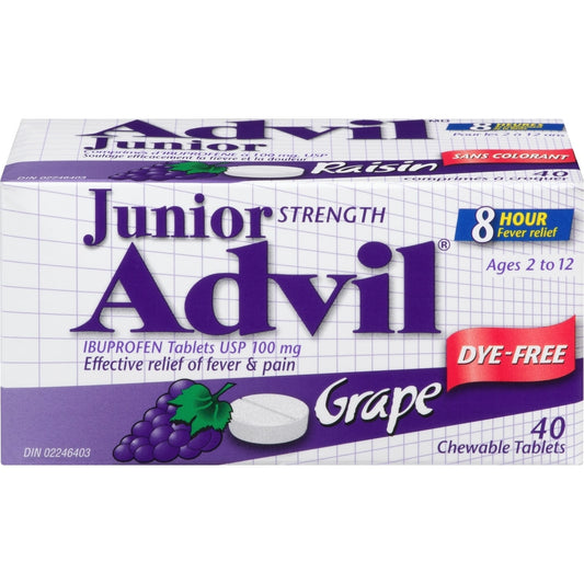 Children's Advil Junior Strength Grape Dye-Free Chewables 40 Tablets