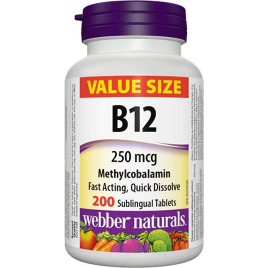 Vitamin B12 Methylcobalamin 250mcg Sublingual Tablets 200 Count