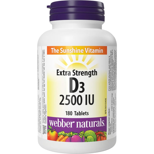 Vitamin D3 2500 IU Extra Strength Tablets 180 Count