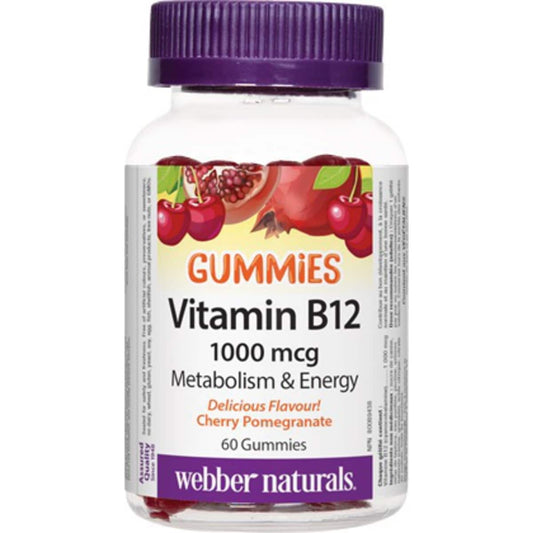 Vitamin B12 Gummies 1000mcg Cherry-Pomegranate 60 Count